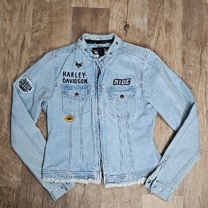 Harley-Davidson Embroidered Light Blue Jean Jacket